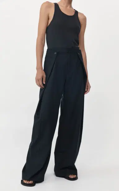 St. Agni Fold-Detailed Wool-Blend Wide-Leg Pants - Black | Thumbnail 7