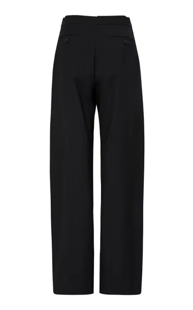 St. Agni Fold-Detailed Wool-Blend Wide-Leg Pants - Black | Thumbnail 8