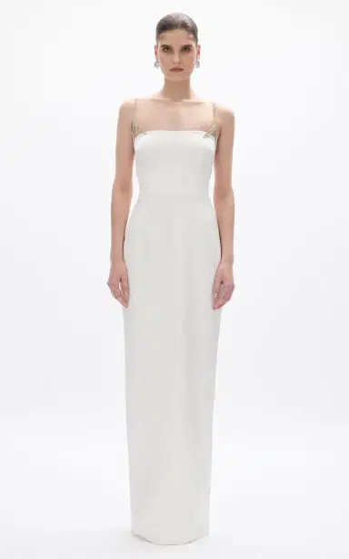 RACHEL GILBERT Leora Crystal-Strap Column Gown | Thumbnail 2