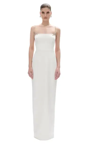 RACHEL GILBERT Leora Crystal-Strap Column Gown | Thumbnail 1