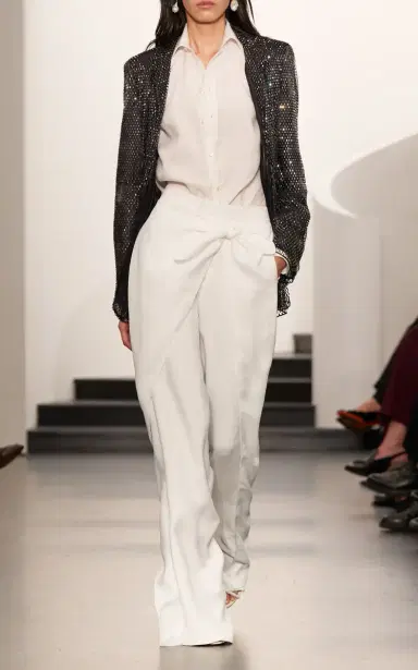 Ralph Lauren Rennie Wrap Overlay Ramie-Blend Wide-Leg Pants | Thumbnail 2