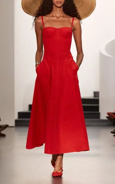 Ralph Lauren Marigot Cotton-Blend Bustier Midi Dress | Thumbnail 3