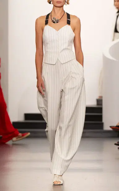 Ralph Lauren Donnella Pinstriped Cotton-Blend Bustier Top | Thumbnail 3