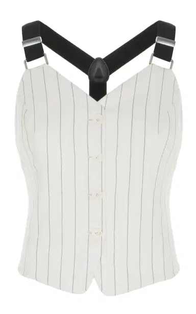Ralph Lauren Donnella Pinstriped Cotton-Blend Bustier Top | Thumbnail 4