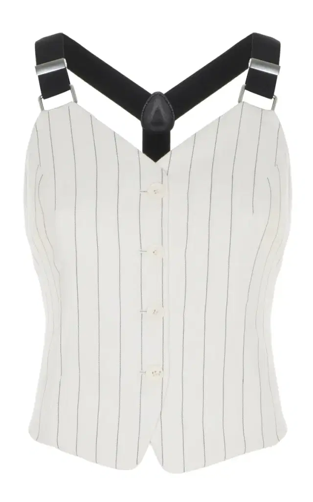 Donnella Pinstriped Cotton-Blend Bustier Top