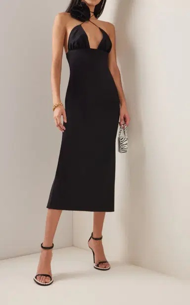 Magda Butrym Floral-Appliquéd Woven Midi Dress | Thumbnail 3