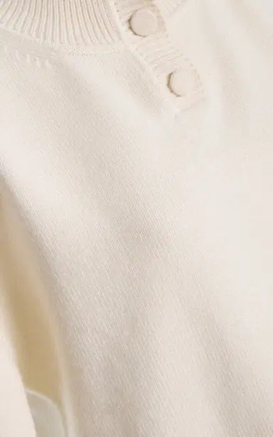 Brandon Maxwell The Kinley Cropped Cashmere Henley Sweater | Thumbnail 4
