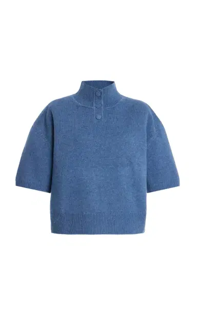 Brandon Maxwell The Kinley Cropped Cashmere Henley Sweater | Thumbnail 5