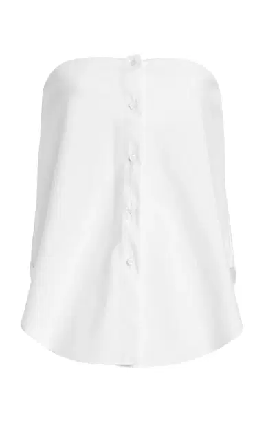 Brandon Maxwell The Shea  Strapless Cotton-Blend Top | Thumbnail 1
