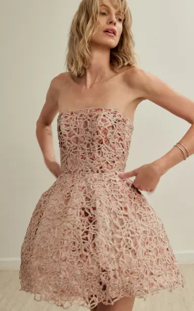 Francesca Miranda Peony Embroidered Silk Blend Mini Dress | Thumbnail 3