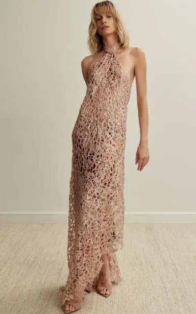 Francesca Miranda Rose Chain Embroidered Silk Blend Dress | Thumbnail 2