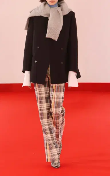 Brandon Maxwell The Anja Plaid Wool-Silk Mikado Wide-Leg Pants | Thumbnail 5