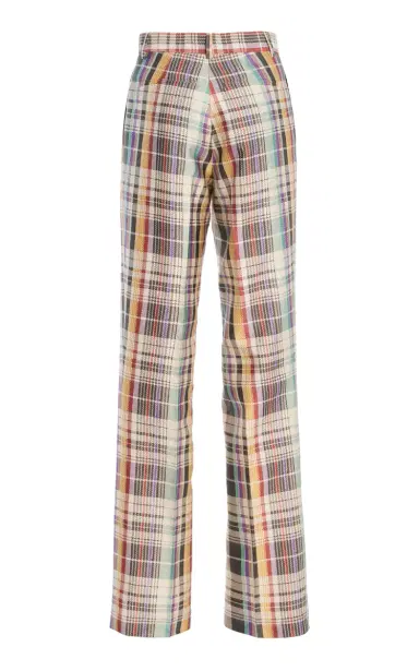 Brandon Maxwell The Anja Plaid Wool-Silk Mikado Wide-Leg Pants | Thumbnail 6