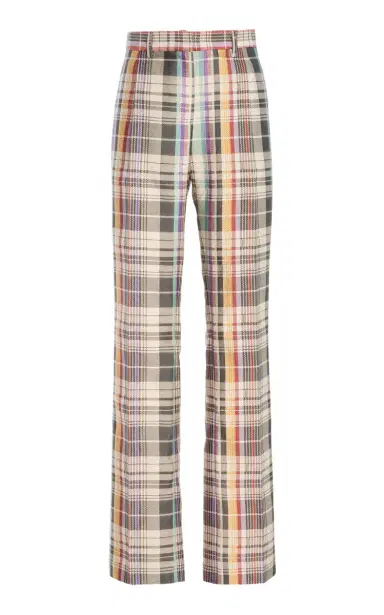Brandon Maxwell The Anja Plaid Wool-Silk Mikado Wide-Leg Pants | Thumbnail 1