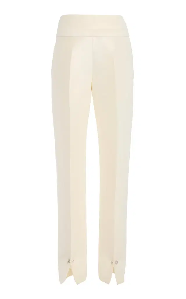 Brandon Maxwell The Beatrix  Cufflink-Detailed Wool-Silk Straight-Leg Pants