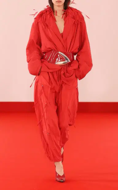 Brandon Maxwell The Larkin Feather-Trimmed Silk-Blend Jacket | Thumbnail 2