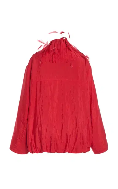 Brandon Maxwell The Larkin Feather-Trimmed Silk-Blend Jacket | Thumbnail 3
