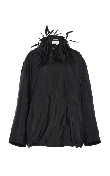 Brandon Maxwell The Larkin Feather-Trimmed Silk-Blend Jacket | Thumbnail 7