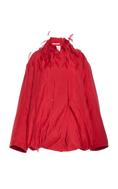 Brandon Maxwell The Larkin Feather-Trimmed Silk-Blend Jacket | Thumbnail 1