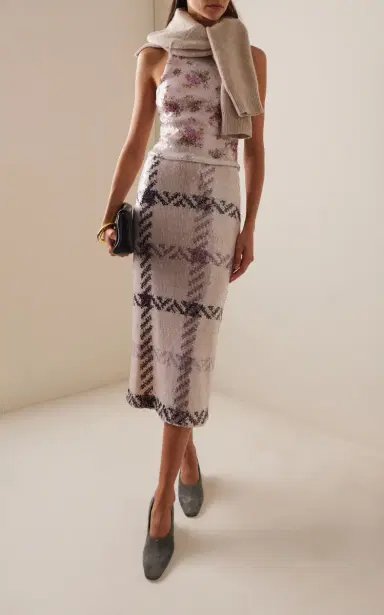 Brandon Maxwell The Mercer Paillette Patterned Midi Skirt | Thumbnail 2 Brandon Maxwell The Mercer Paillette Patterned Midi Skirt | Thumbnail 2