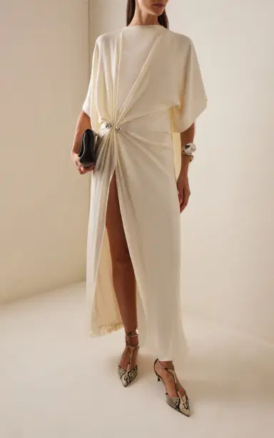 Brandon Maxwell The Lucia Crepe Maxi Dress | Thumbnail 3