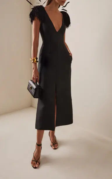 Brandon Maxwell The Reeve Wool-Blend Midi Dress | Thumbnail 3 Brandon Maxwell The Reeve Wool-Blend Midi Dress | Thumbnail 3