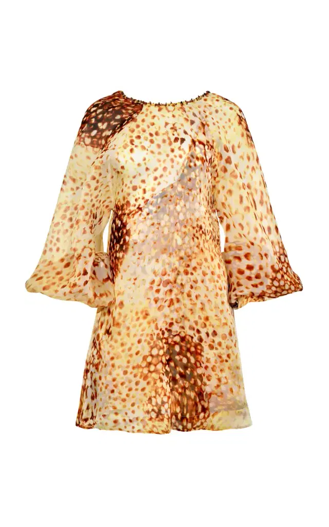 Dune Long Sleeve Silk Mini Dress