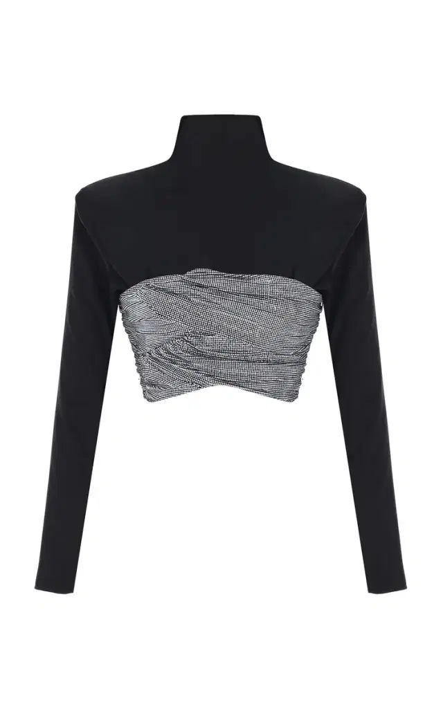 The New Arrivals Ilkyaz Ozel Âgnes Crystal-Trimmed Cropped Top