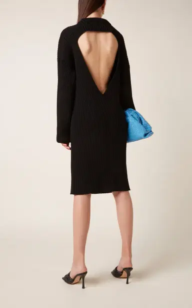 Bottega Veneta Open-Back Knitted Wool-Blend Midi Dress | Thumbnail 3