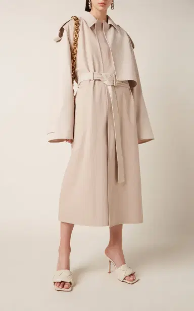 Bottega Veneta Removable Sleeve Crepe Trench Coat | Thumbnail 2