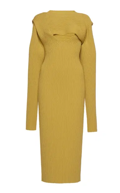 Bottega Veneta Ribbed Knit Cutout Midi Dress | Thumbnail 1 Bottega Veneta Ribbed Knit Cutout Midi Dress | Thumbnail 1