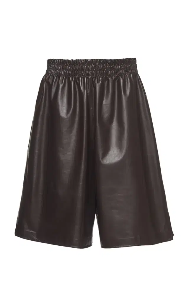 Bottega Veneta Long Leather Shorts