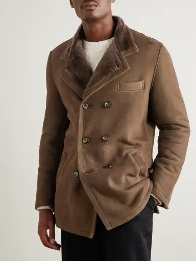 ELEVENTY Double-Breasted Shearling Overcoat - Men | Thumbnail 3 ELEVENTY Double-Breasted Shearling Overcoat - Men | Thumbnail 3