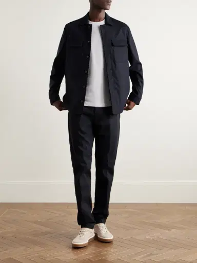 ELEVENTY Slim-Fit Pleated Cotton-Blend Twill Trousers - Men | Thumbnail 2