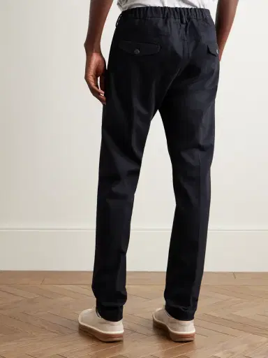 ELEVENTY Slim-Fit Pleated Cotton-Blend Twill Trousers - Men | Thumbnail 4