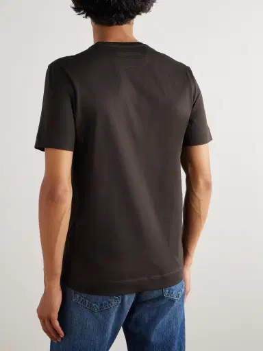 Zegna Logo-Embroidered Cotton-Jersey T-Shirt - Men | Thumbnail 4