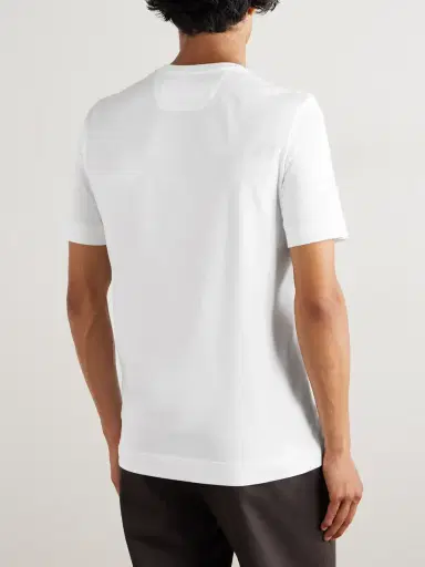 Zegna Slim-Fit Logo-Embroidered Cotton-Jersey T-Shirt - Men | Thumbnail 4