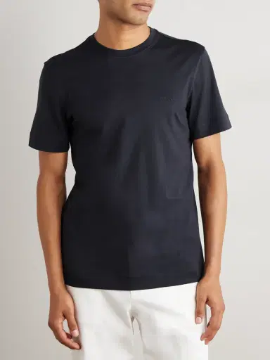 Zegna Logo-Embroidered Cotton-Jersey T-Shirt - Men | Thumbnail 3 Zegna Logo-Embroidered Cotton-Jersey T-Shirt - Men | Thumbnail 3