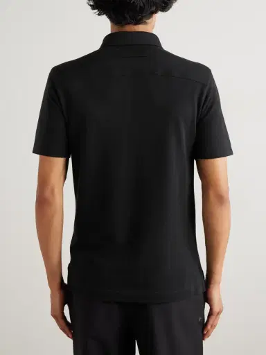 Zegna Leather-Trimmed Cotton-Piqué Polo Shirt - Men | Thumbnail 4