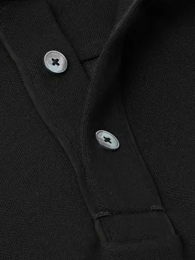 Zegna Leather-Trimmed Cotton-Piqué Polo Shirt - Men | Thumbnail 5