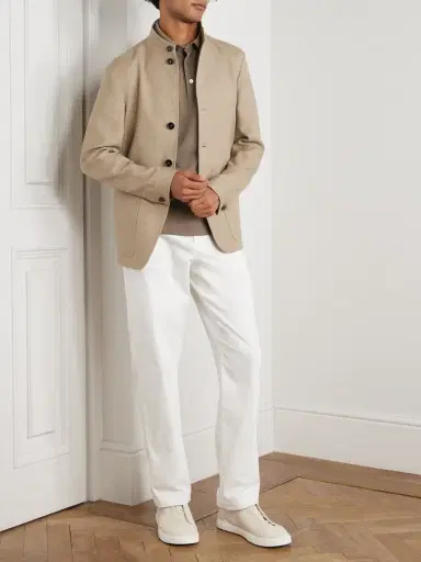 Zegna Slim-Fit Leather-Trimmed Cotton-Piqué Polo Shirt - Men | Thumbnail 2 Zegna Slim-Fit Leather-Trimmed Cotton-Piqué Polo Shirt - Men | Thumbnail 2