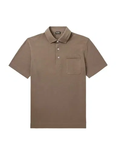 Zegna Slim-Fit Leather-Trimmed Cotton-Piqué Polo Shirt - Men | Thumbnail 1 Zegna Slim-Fit Leather-Trimmed Cotton-Piqué Polo Shirt - Men | Thumbnail 1