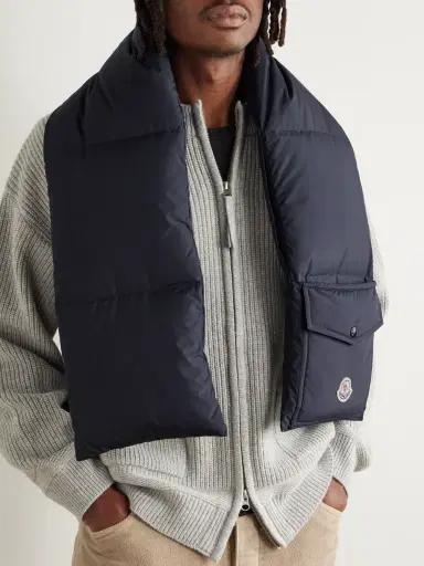 Moncler Logo-Appliquéd Quilted Shell Down Scarf - Men | Thumbnail 2 Moncler Logo-Appliquéd Quilted Shell Down Scarf - Men | Thumbnail 2