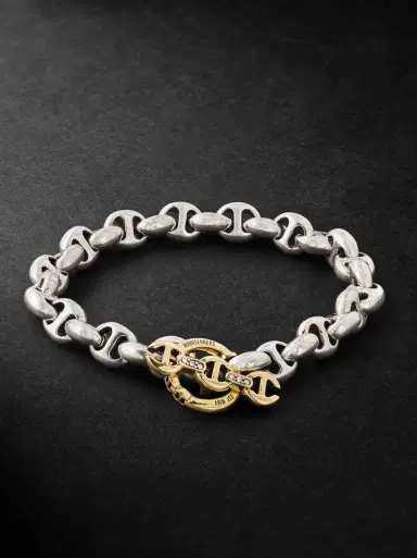 Hoorsenbuhs Open-Link™ Sterling Silver Diamond Chain Bracelet - Men | Thumbnail 1 Hoorsenbuhs Open-Link™ Sterling Silver Diamond Chain Bracelet - Men | Thumbnail 1