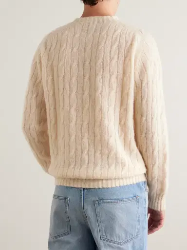 Drake's Cable-Knit Brushed-Wool Sweater - Men | Thumbnail 4 Drake's Cable-Knit Brushed-Wool Sweater - Men | Thumbnail 4