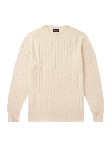 Drake's Cable-Knit Brushed-Wool Sweater - Men | Thumbnail 1 Drake's Cable-Knit Brushed-Wool Sweater - Men | Thumbnail 1