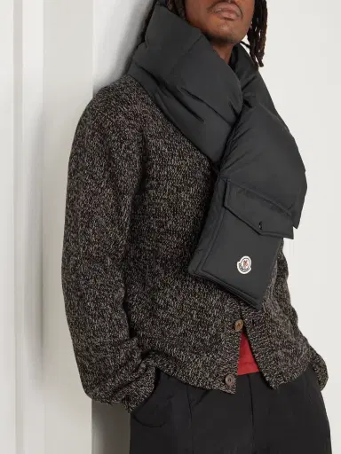 Moncler Logo-Appliquéd Quilted Shell Down Scarf - Men | Thumbnail 2 Moncler Logo-Appliquéd Quilted Shell Down Scarf - Men | Thumbnail 2