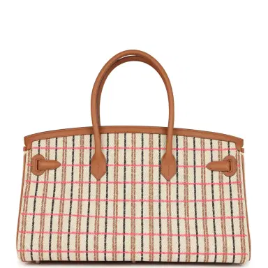 HERMÈS Hermes Shoulder Birkin Light 39 Multicolor Toile and Gold Swift Palladium Hardware | Thumbnail 4 HERMÈS Hermes Shoulder Birkin Light 39 Multicolor Toile and Gold Swift Palladium Hardware | Thumbnail 4