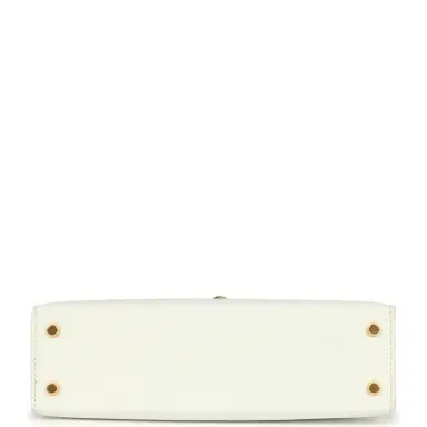 HERMÈS Hermes Special Order (HSS) Kelly Sellier 20 White and Gris Asphalte Epsom Permabrass Hardware | Thumbnail 6