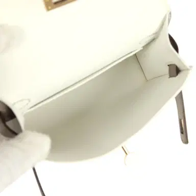 HERMÈS Hermes Special Order (HSS) Kelly Sellier 20 White and Gris Asphalte Epsom Permabrass Hardware | Thumbnail 8